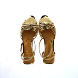 Gold leather mid-heel sandal with laces | 36 |