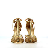 Nude leather sandal with silver rhinestones