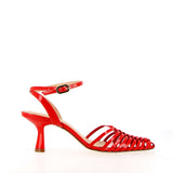 Nude leather sandal with silver rhinestones