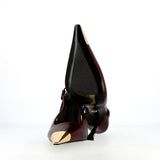 Slingback burgundy con punta oro