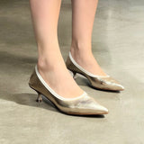 Decolleté slip on in pelle platino sfoderato con elastico