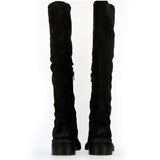 Boot in soft black suede with leather toe