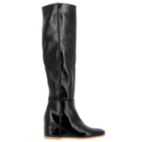 Stivale in pelle nera con zeppa interna