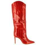 Stivale gambale alto effetto cocco rosso
