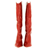 Stivale gambale alto effetto cocco rosso