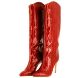 Stivale gambale alto effetto cocco rosso