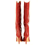 Stivale gambale alto effetto cocco rosso
