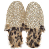 Soft glitter mules