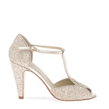 Open-toe sandal Butterfly high platinum heel ANNIEL
