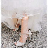 Open-toe sandal Butterfly high platinum heel ANNIEL