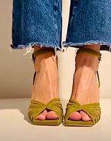 Moss suede sandal with rhinestone buckle | 40 |