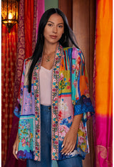 KIMONO DOUBLE IN STAMPA FIORATA