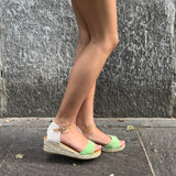 Espadrillas a sandalo in pelle scamosciata verde