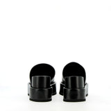 Sandalo slip in pelle nera con zeppa