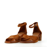 Deconstructed sandal in leather suede with strap