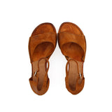 Deconstructed sandal in leather suede with strap