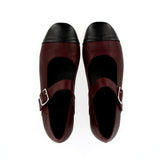 Ballerina morbida in pelle bordeaux con cinturino