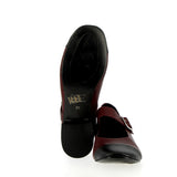 Ballerina morbida in pelle bordeaux con cinturino
