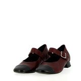 Ballerina morbida in pelle bordeaux con cinturino