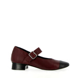 Ballerina morbida in pelle bordeaux con cinturino
