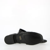 Ballerina bassa morbida in pelle vernice nera con cinturino