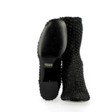 Stivaletto morbido nero elasticizzato e ricamato