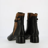 Stivaletto zippato in pelle e camoscio nero marrone