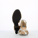 Sandalo in pelle bronzo chiaro e argento