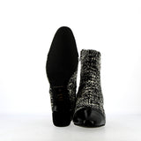 Stivaletto in tessuto tweed grigio nero con puntina