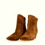 Ankle boot in soft walnut suede