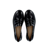 Rounded moccasin in black supersoft glove nappa