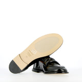 Rounded moccasin in black supersoft glove nappa