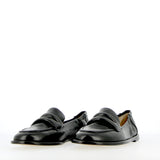 Rounded moccasin in black supersoft glove nappa