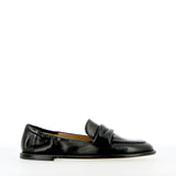 Rounded moccasin in black supersoft glove nappa