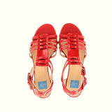Sandalo Gladiator su tacco in nappa rosso