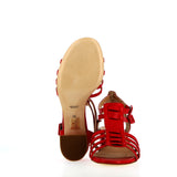 Sandalo Gladiator su tacco in nappa rosso