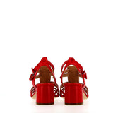 Sandalo Gladiator su tacco in nappa rosso
