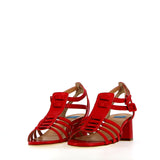 Sandalo Gladiator su tacco in nappa rosso