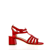 Sandalo Gladiator su tacco in nappa rosso