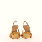 Beige slingback in linen and leather with transparent silicone bands