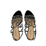 Sandalo in pelle nero con strass