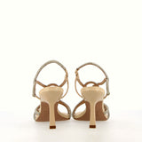 Sandalo in pelle nude con strass
