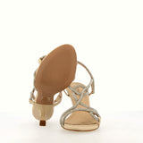 Sandalo in pelle nude con strass