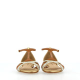 Sandalo flat cuoio oro e strass
