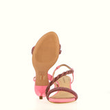 Beige nude sandal with silver rhinestones