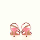 Beige nude sandal with silver rhinestones