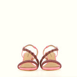 Beige nude sandal with silver rhinestones