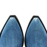 Stivaletto alla caviglia texano in jeans vintage con borchie