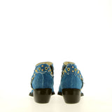 Stivaletto alla caviglia texano in jeans vintage con borchie