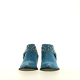Stivaletto alla caviglia texano in jeans vintage con borchie